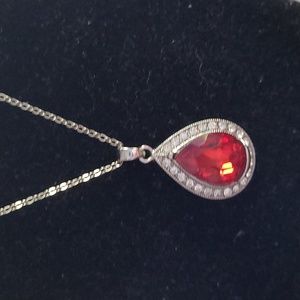 Paparazzi Queen of Everything Necklace Silver with red stone